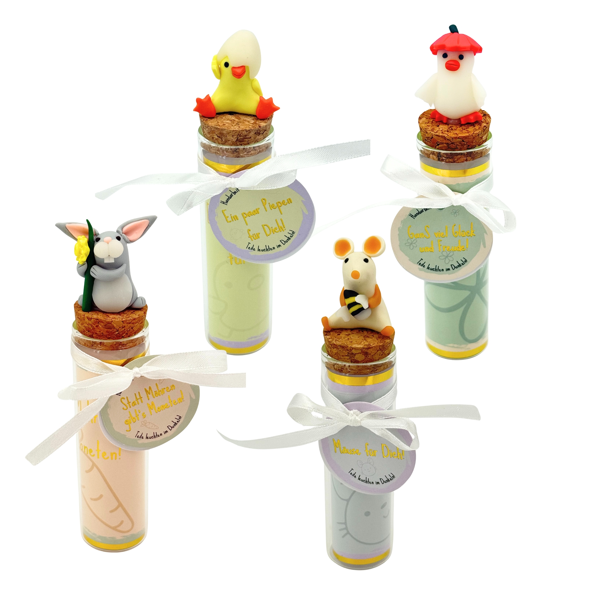 SET Frühlingsboten auf Geldgeschenkglas. 4-fach sort (16 Stk.)