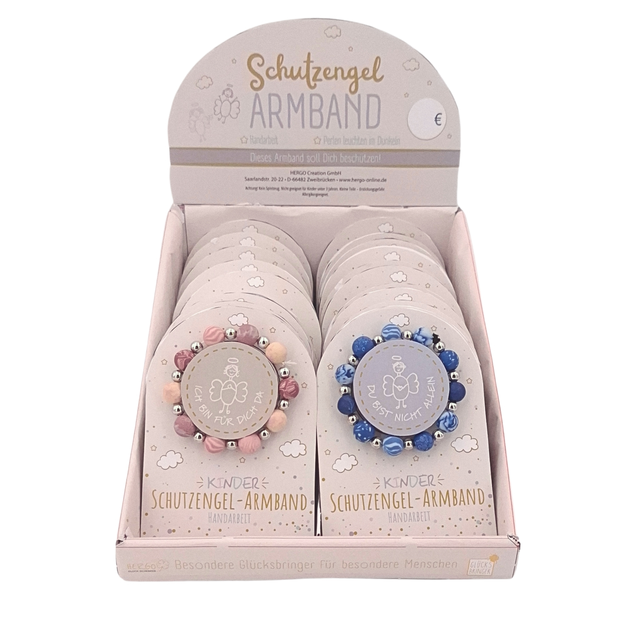 SET Schutzengel Armband auf Karte Kinder, 24 Stk. 5-fach sort