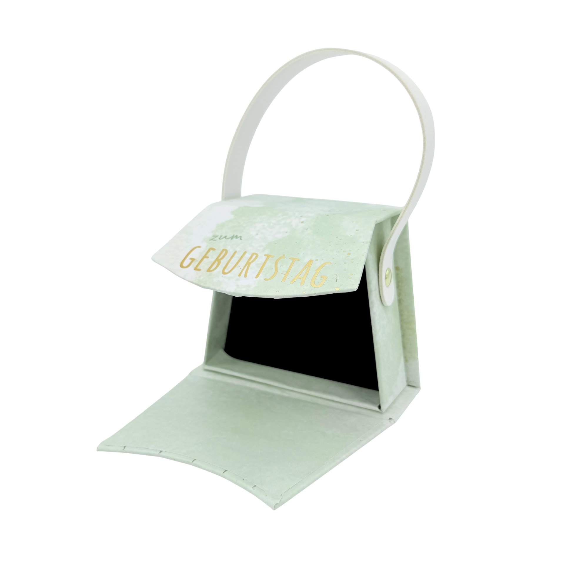 Mini Handtaschen-Geschenkschachtel. pastell "zum Geburtstag"