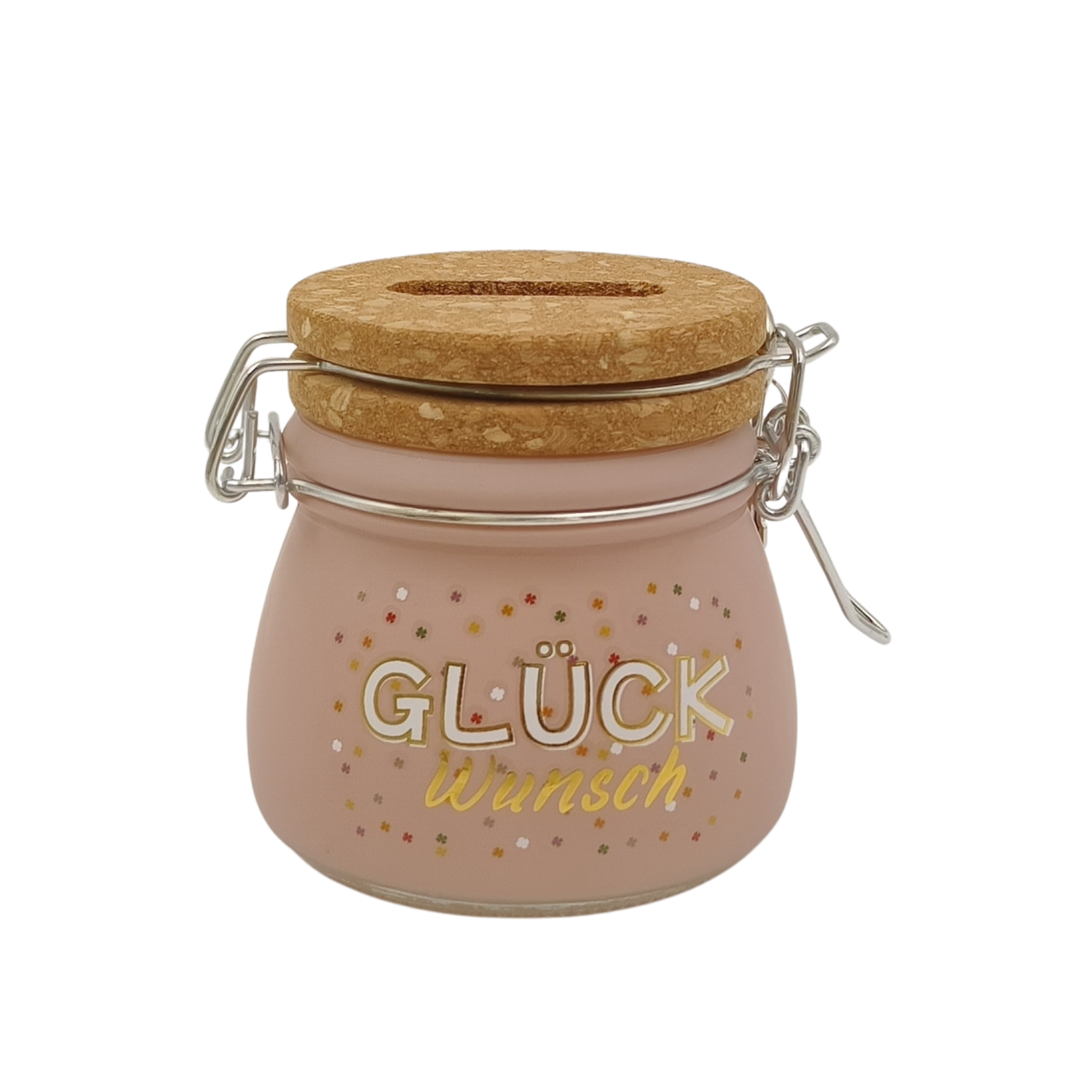 Sparglas MINI "Glück-Wunsch" mit Schloss und Schlüssel