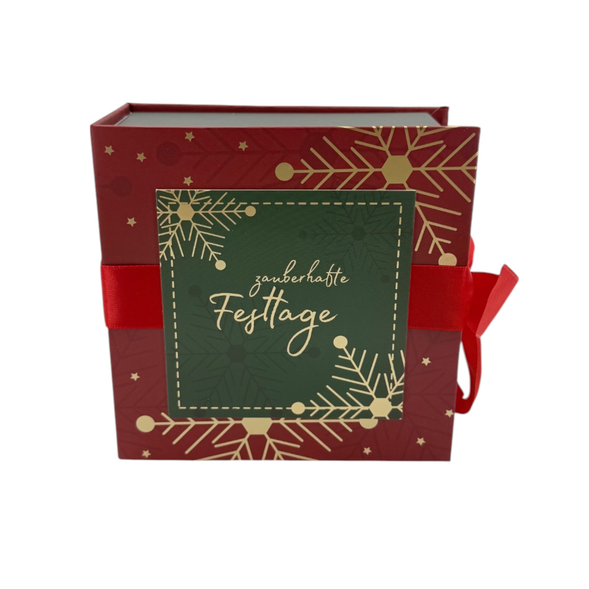 Schleifen-Geschenkschachtel 13 x 13 cm, "Zauberhafte Festtage"