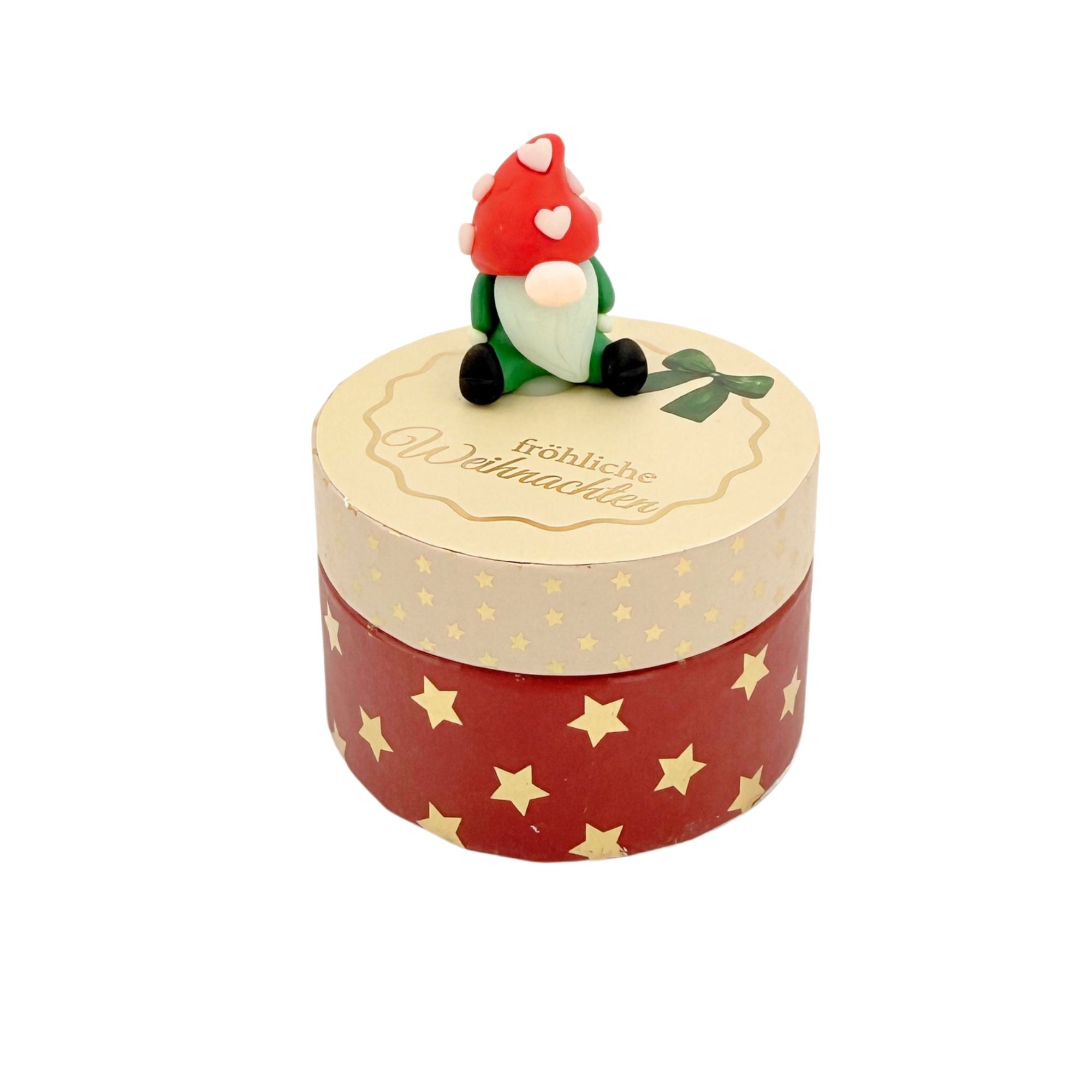 SET Weihnachtsglücksbringer auf Geschenkschachtel, rund, 16 Stk.
